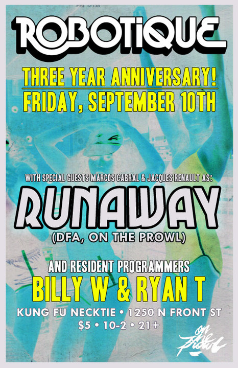 robotique_3_year_anniversary_runaway robotique 3 year anniversary runaway Tonight: Robotique 3 Year Anniversary with Runaway